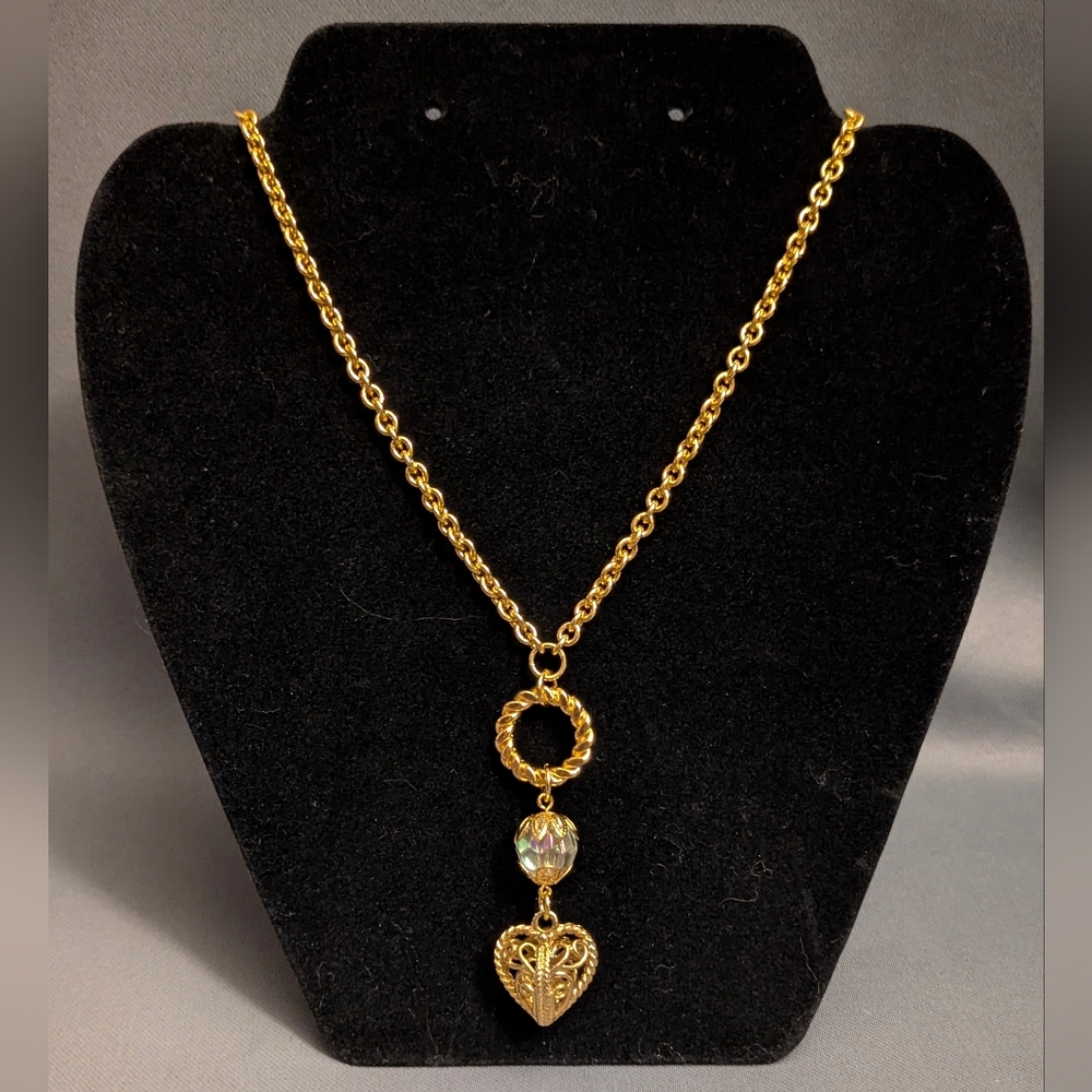 Hand Assembled Gold Heart Necklace